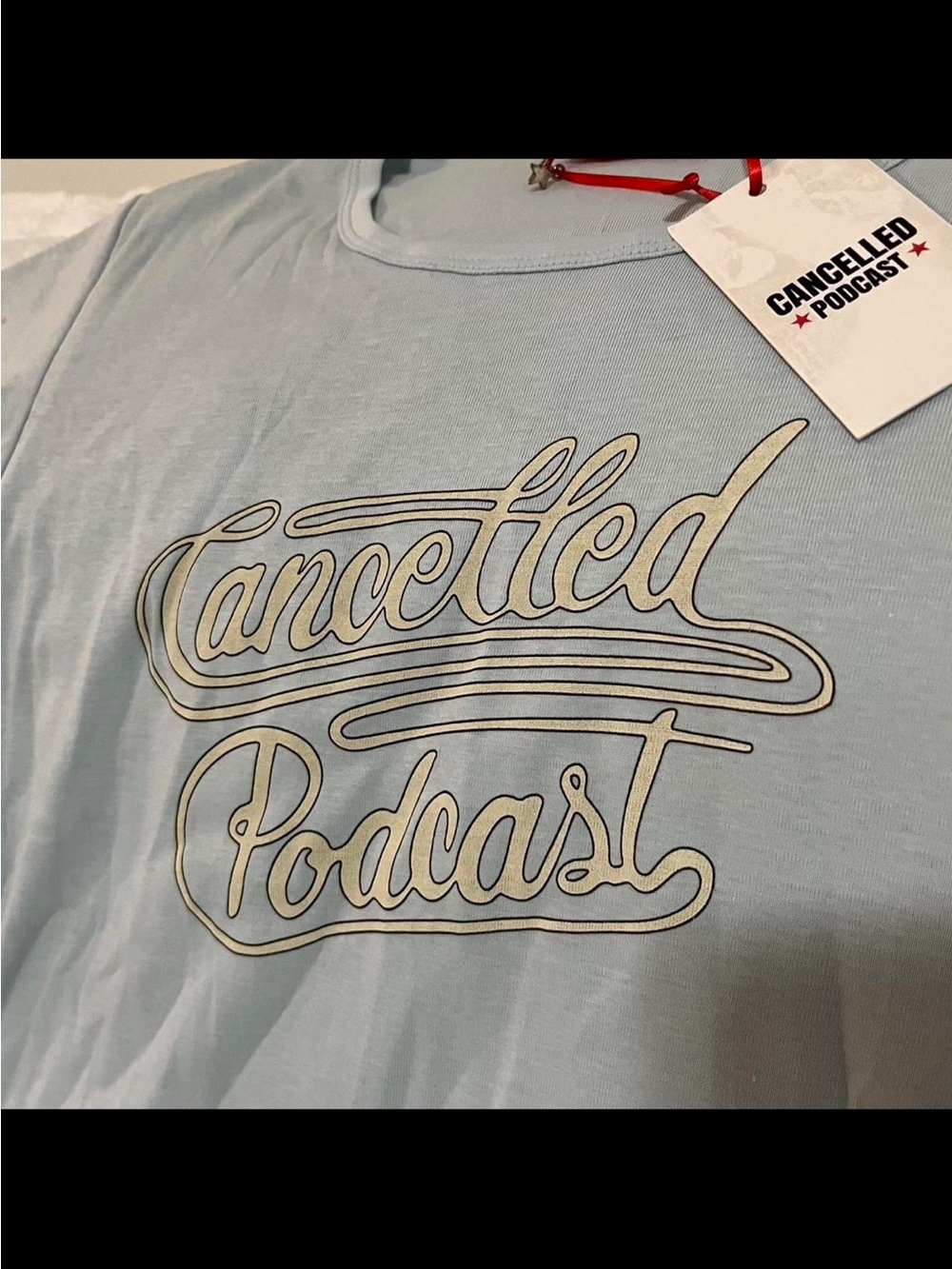 Cancelled Podcast Merch Baby Tee Size L Baby Blue